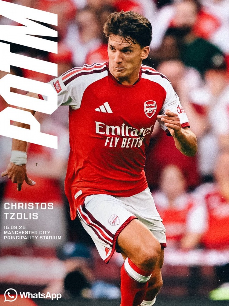 社区盾两助攻率队3-0曼城 阿森纳官方:措利斯队内最佳 社区盾两助攻率队3-0曼城 阿森纳官方:措利斯队内最佳