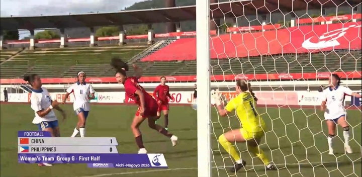 中国女足1-0领先菲律宾！王妍雯头球破门，张睿长传助攻
